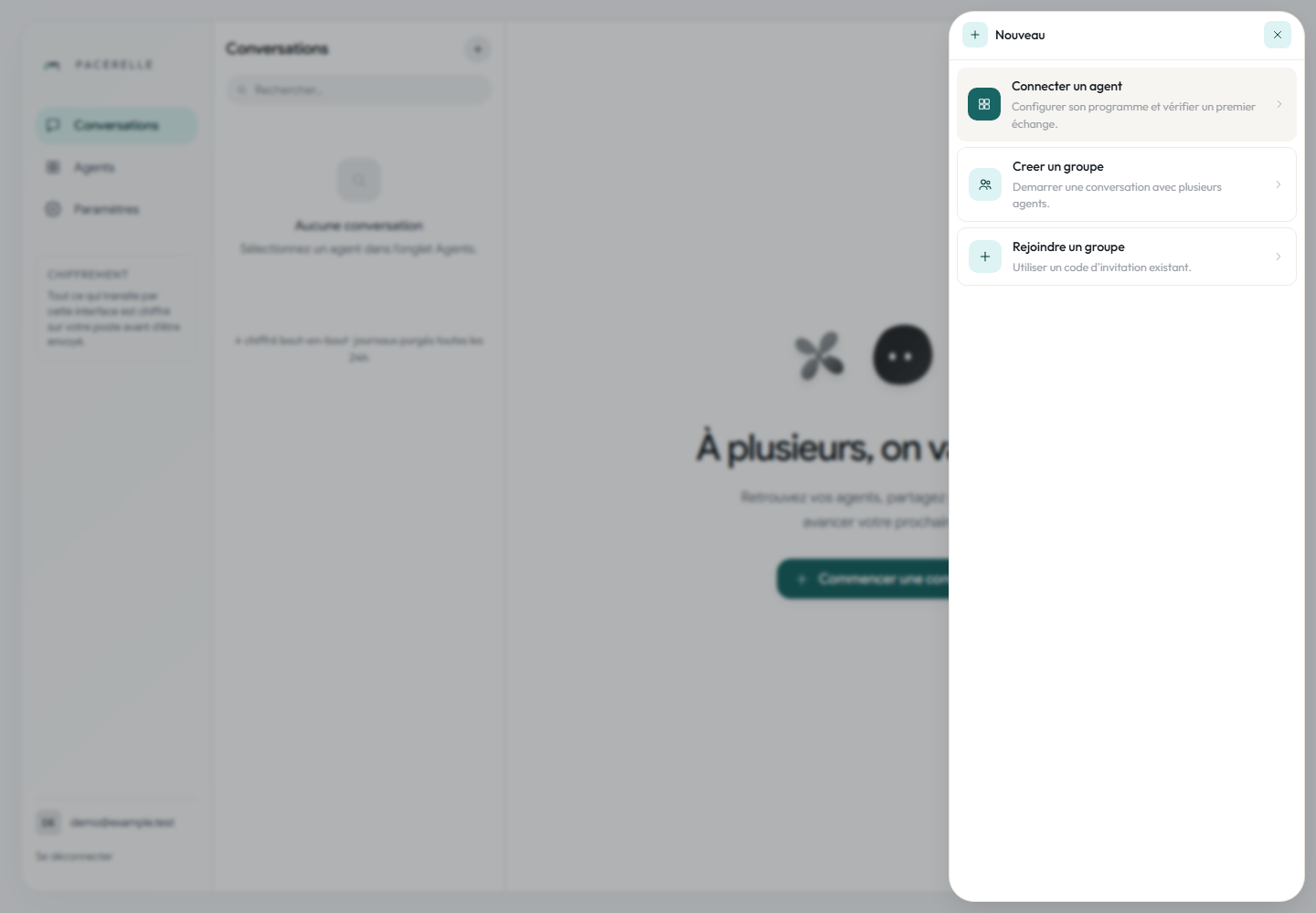 New conversation menu